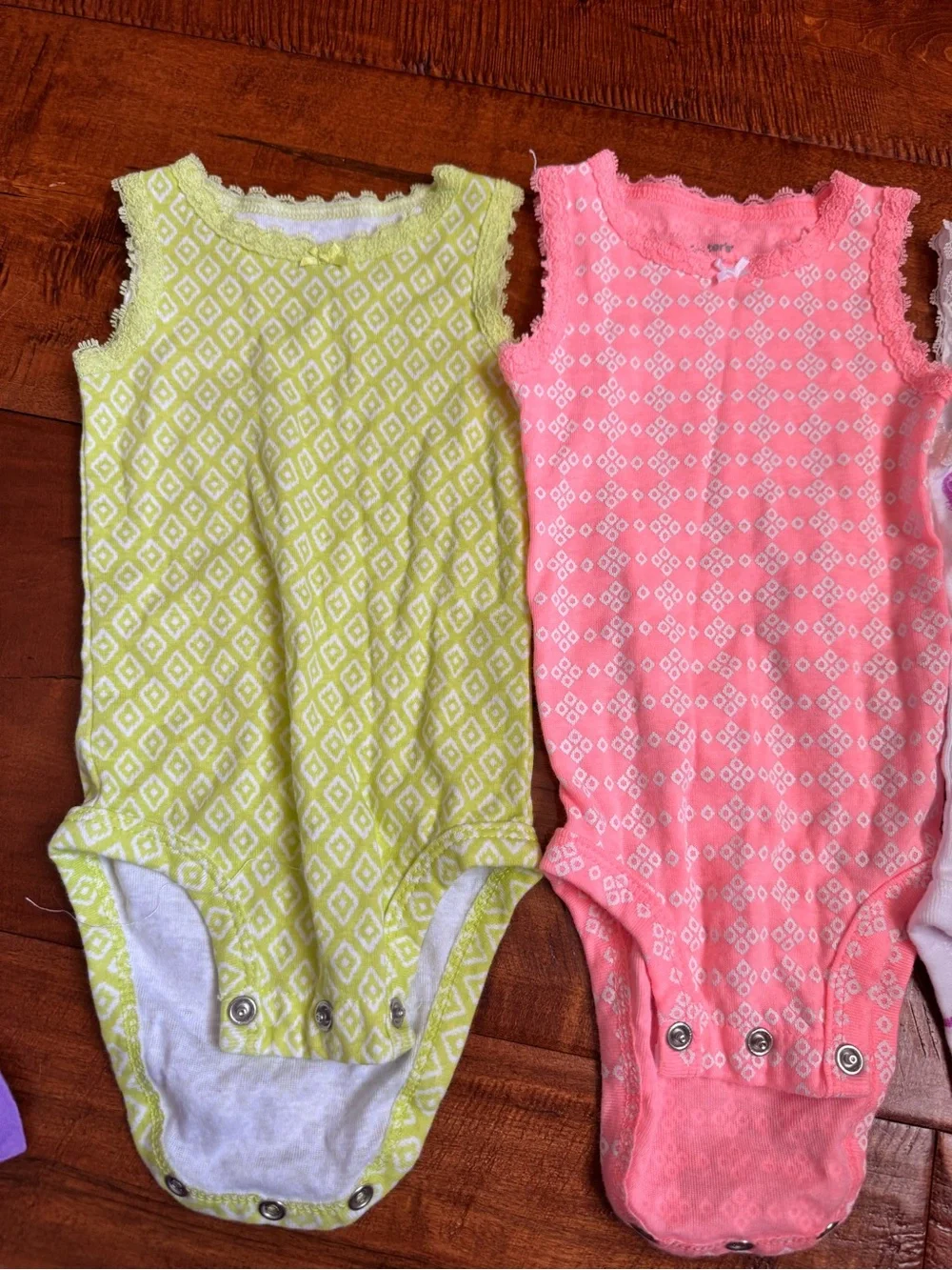 Carter's Girls' Sleeveless Bodysuits - Pink, Green, Mint, Ivory